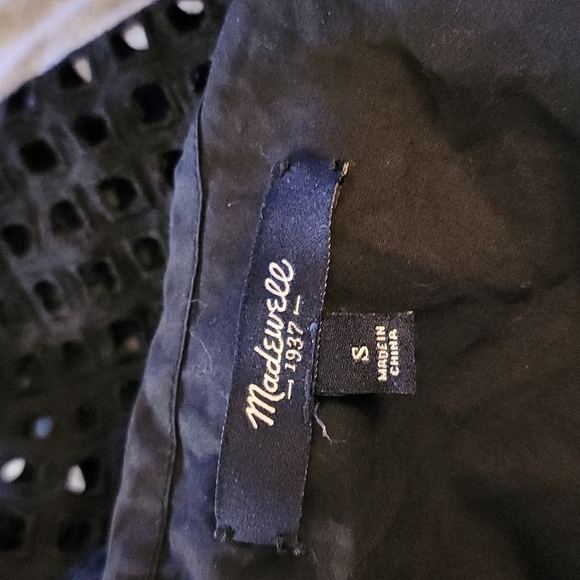 Madewell Cotton Mesh Short Sleeve Top Black Small - Picture 4 of 5